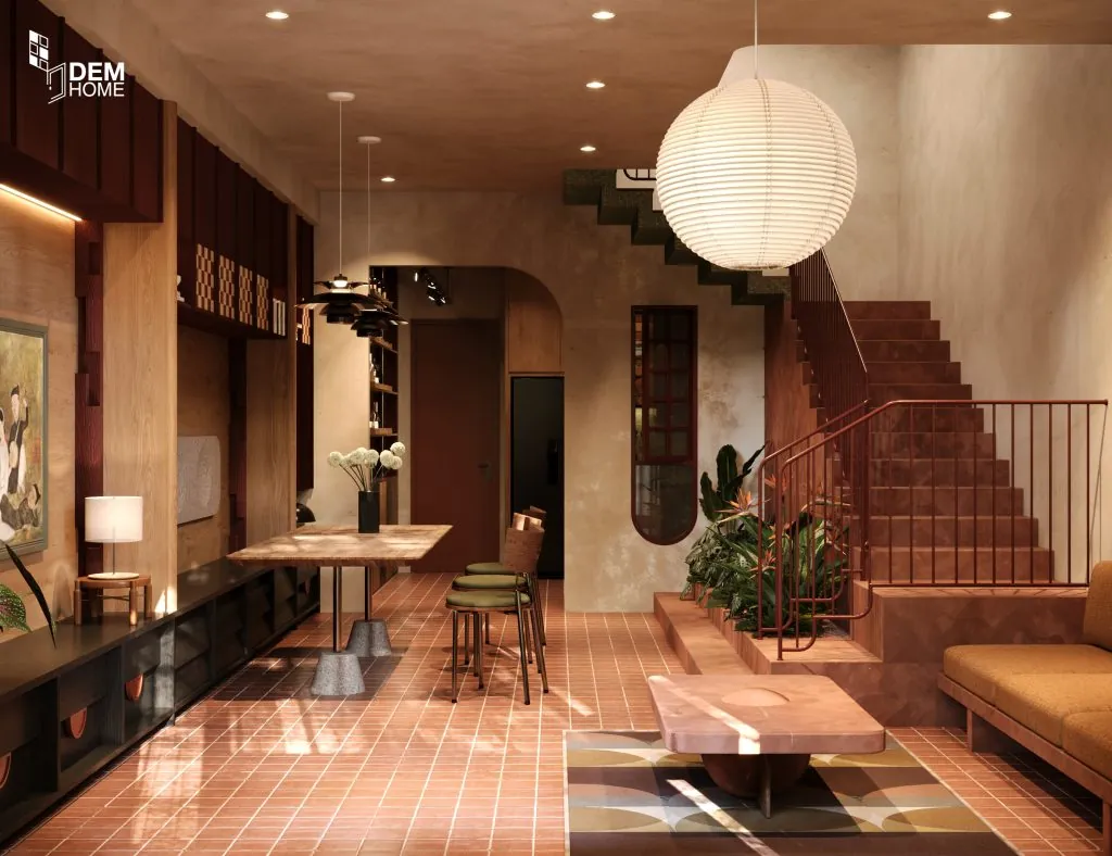 Thiết kế nội thất nhà phố phong cách Mid-Century Modern