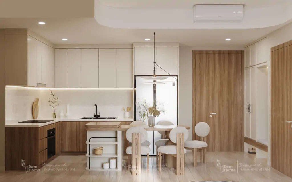 Thiết kế phòng bếp phong cách Wabi Sabi đẹp tại Masteri Centre Point