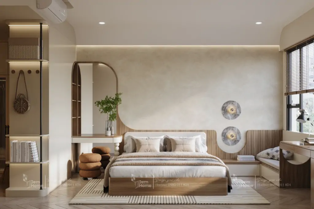 Thiết kế phòng ngủ master phong cách Wabi Sabi tối ưu công năng tại Masteri Centre Point