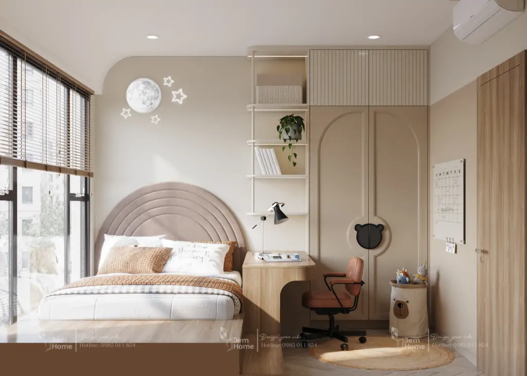 Thiết kế nội thất phòng ngủ nhỏ tối giản tiện nghi phong cách Wabi Sabi