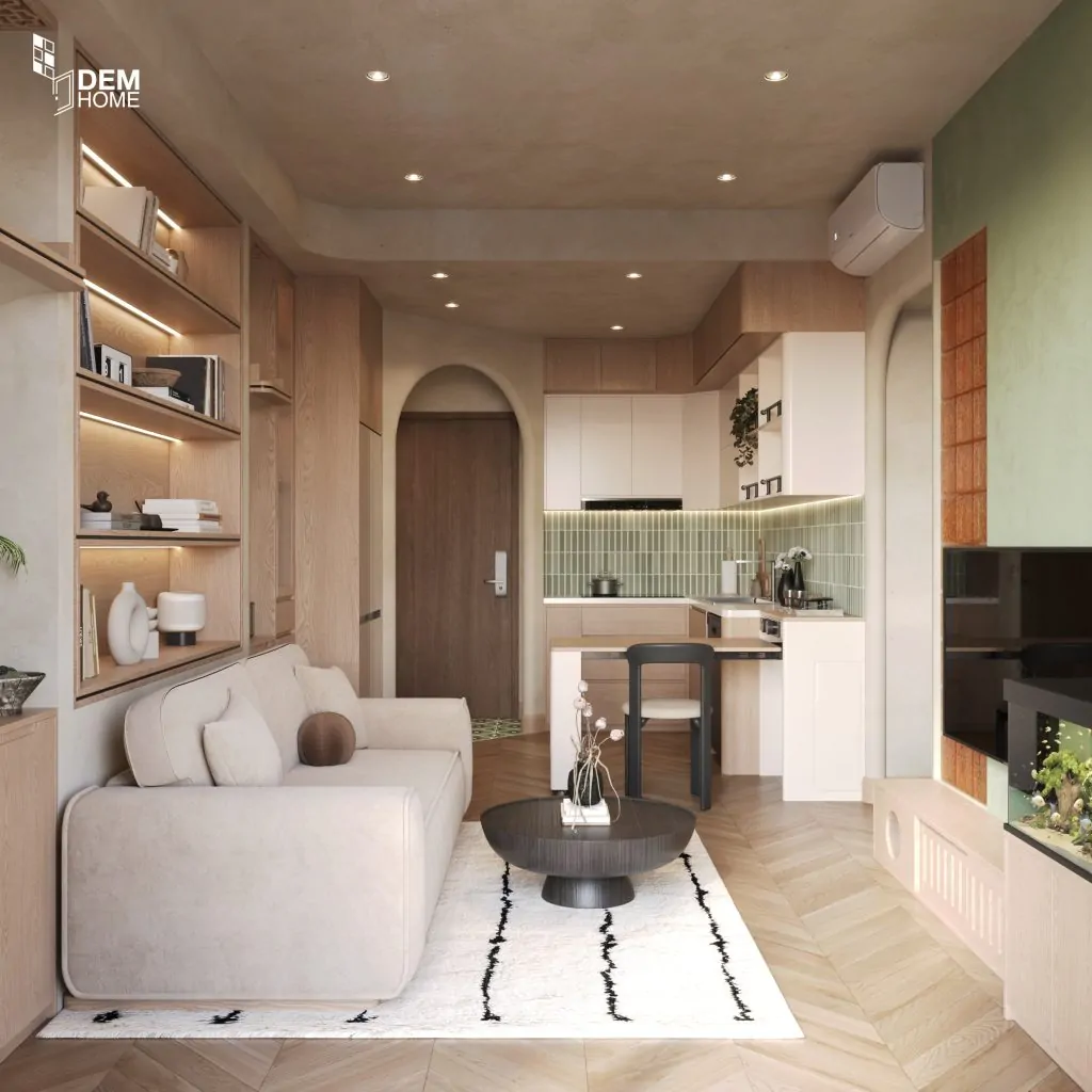 Hình 3D dự án thiết kế căn hộ Akari City 61m2