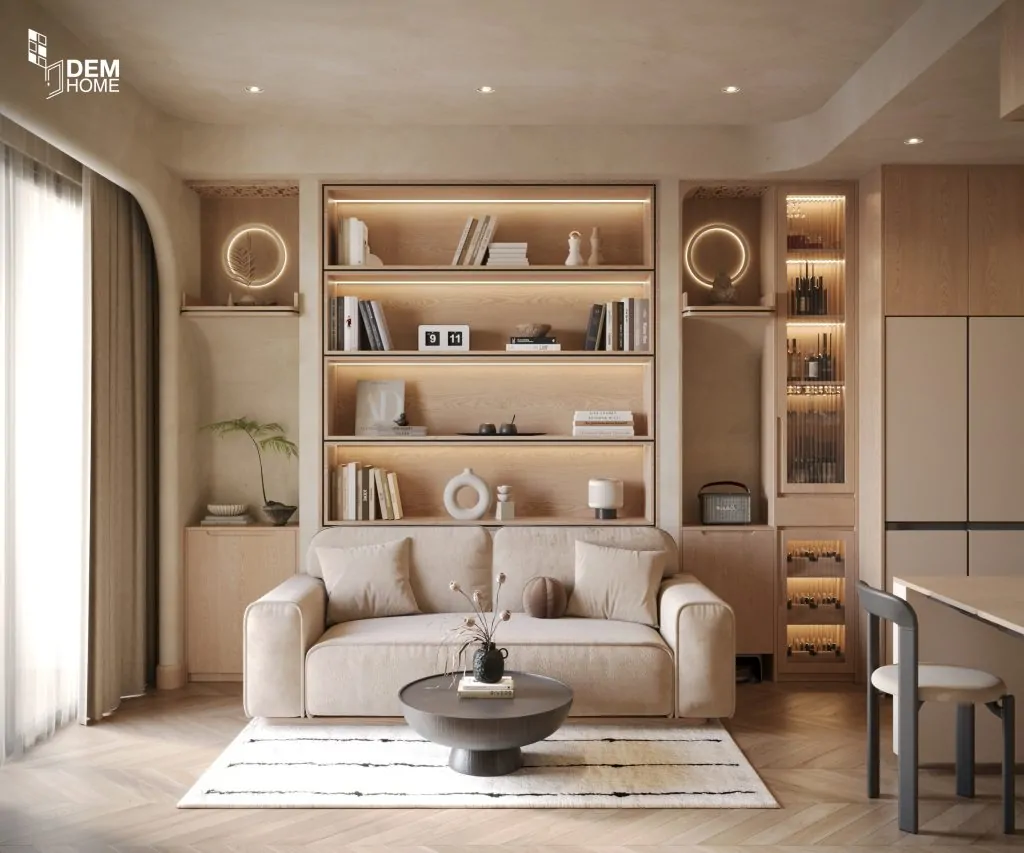 Hình 3D dự án thiết kế căn hộ Akari City 61m2