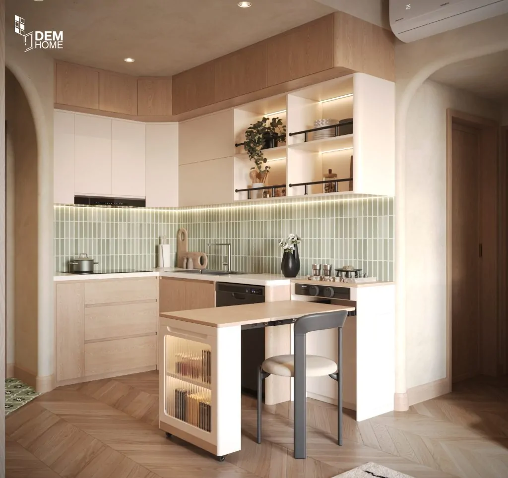 Hình 3D dự án thiết kế căn hộ Akari City 61m2