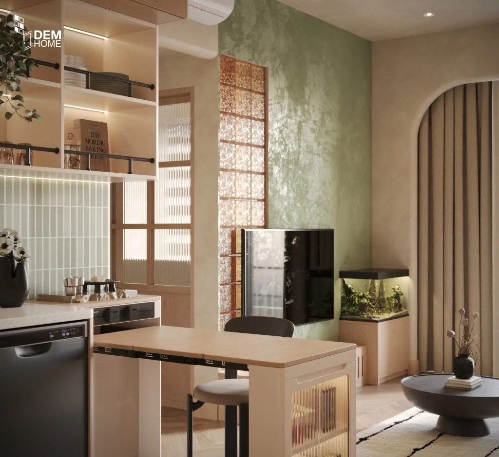 Hình 3D dự án thiết kế căn hộ Akari City 61m2