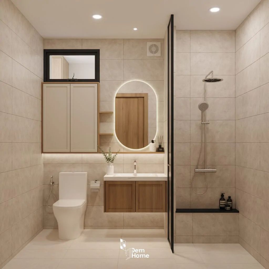 Nội thất căn hộ Celesa Rise 105m2 Japandi WC master