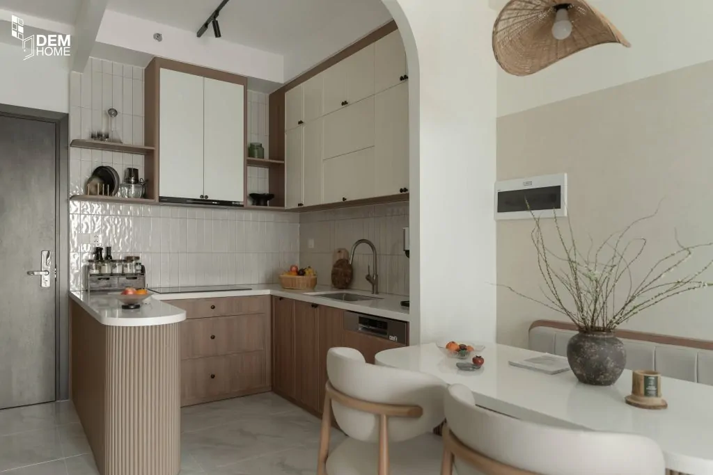 Thi công căn hộ The Privia 65m2 phòng bếp