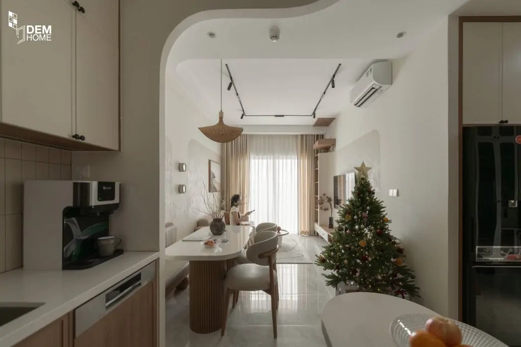 Phòng khách bếp căn hộ The Privia 65m2
