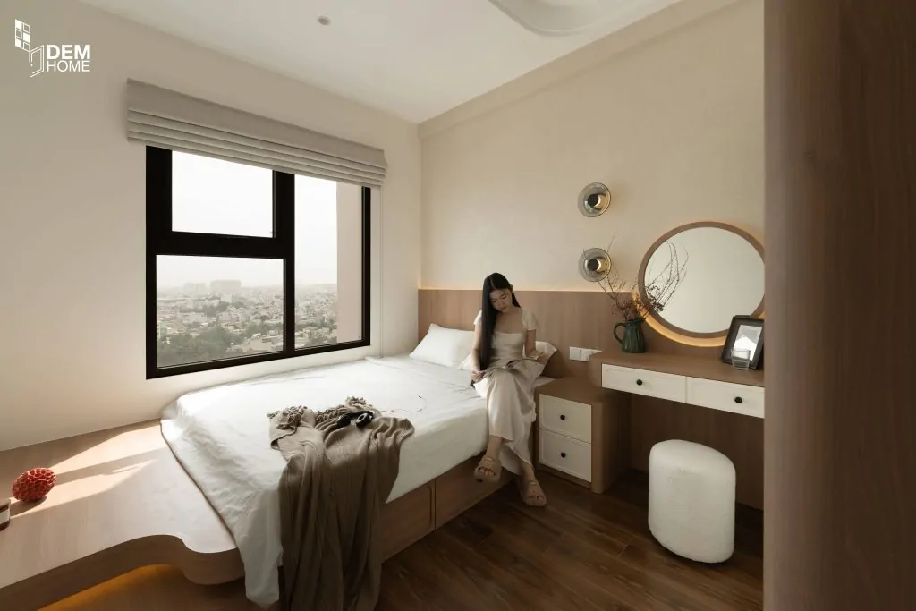 Thi công căn hộ The Privia 65m2 phòng ngủ và bàn trang điểm
