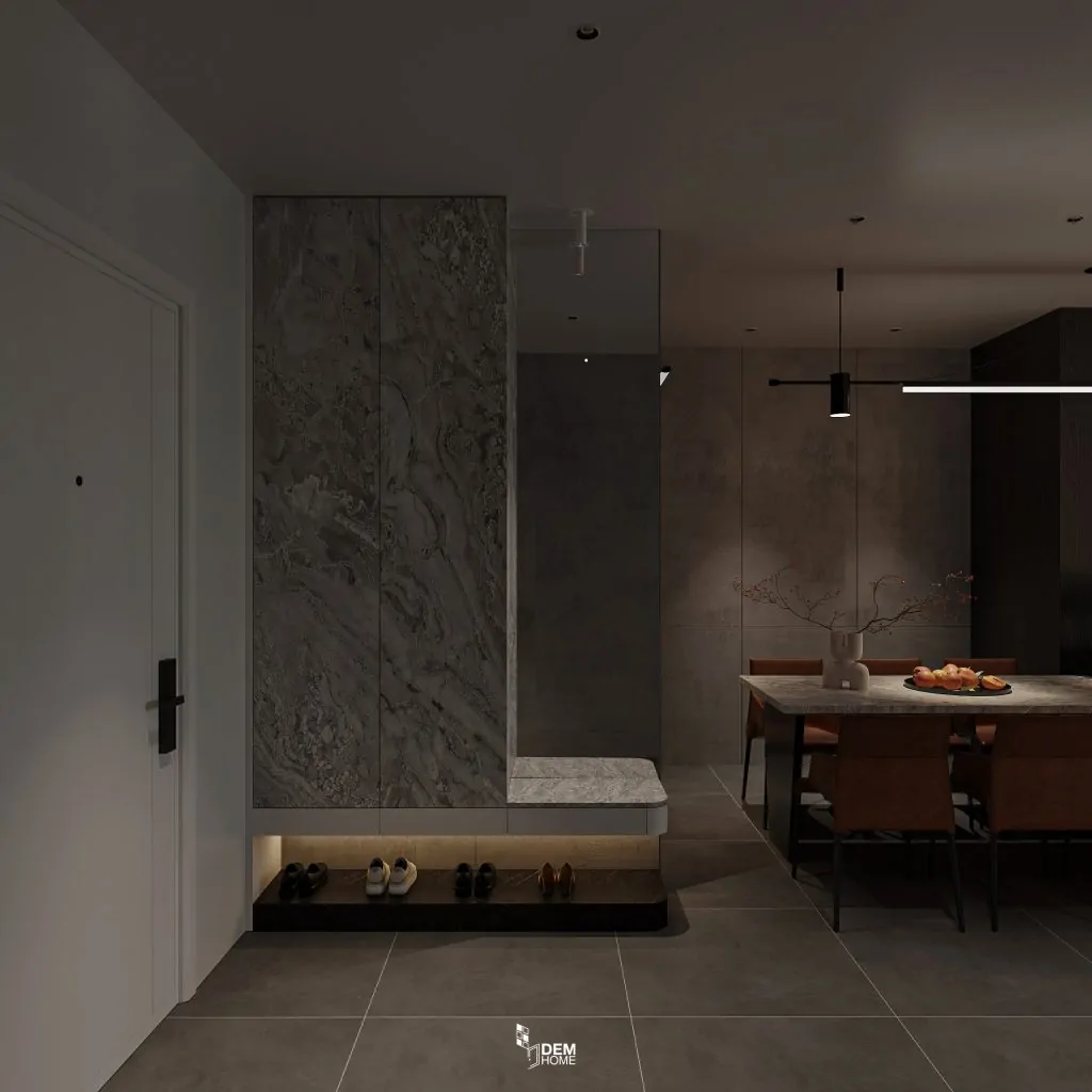Thiết kế căn hộ Him Lam 103m2 lối ra vào