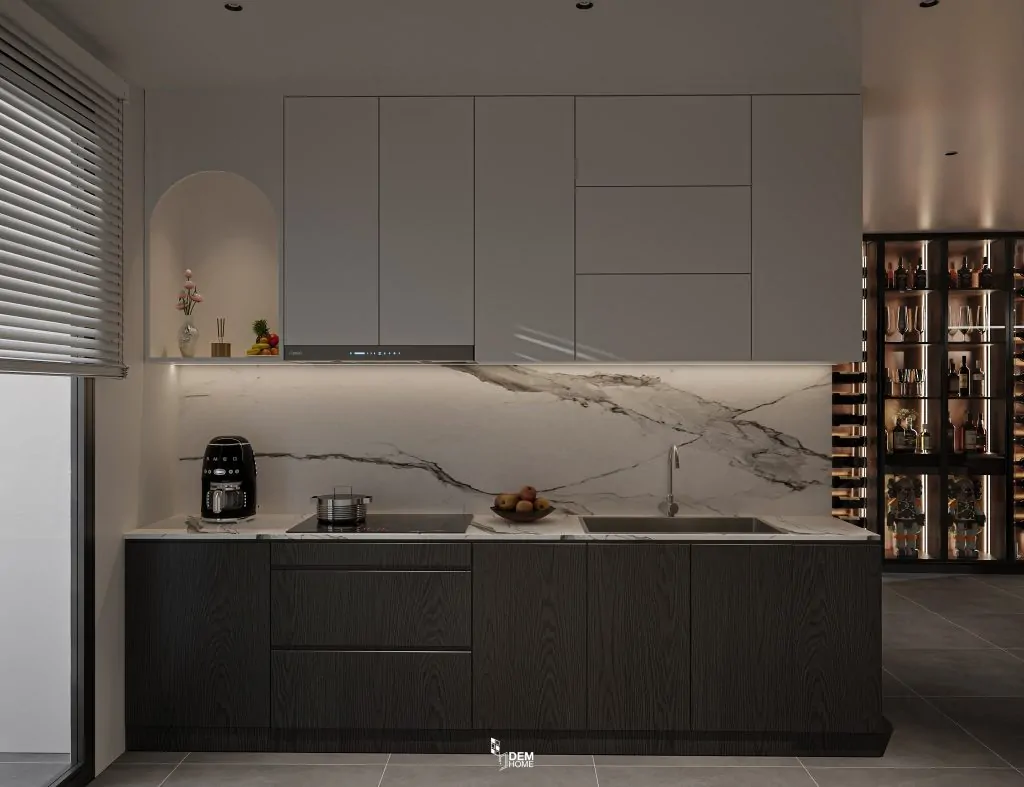 Thiết kế căn hộ Him Lam 103m2 phòng bếp