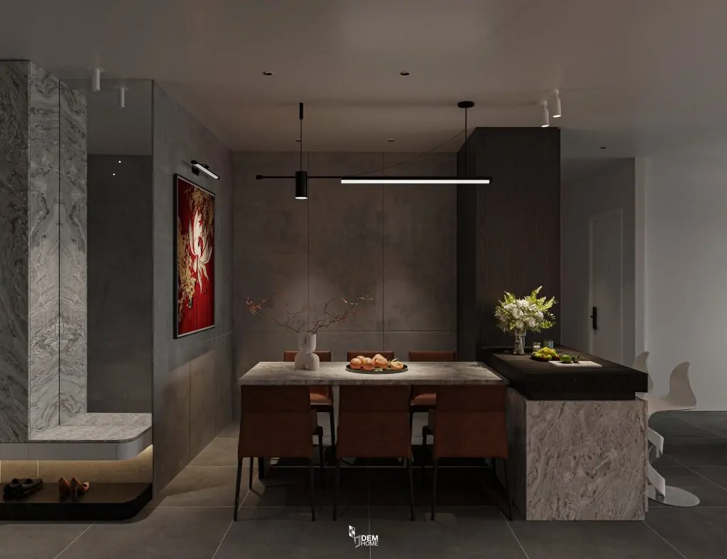 Thiết kế căn hộ Him Lam 103m2 phòng bếp