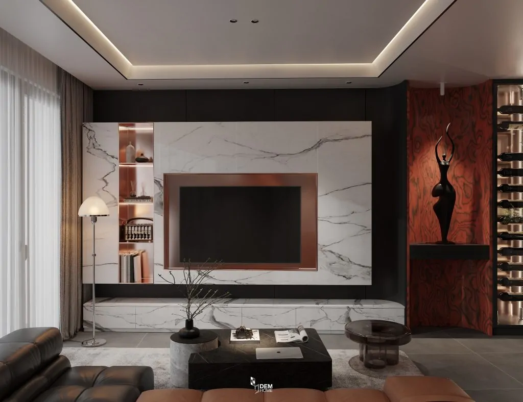 Không gian nội thất phòng khách căn hộ Him Lam 103m2
