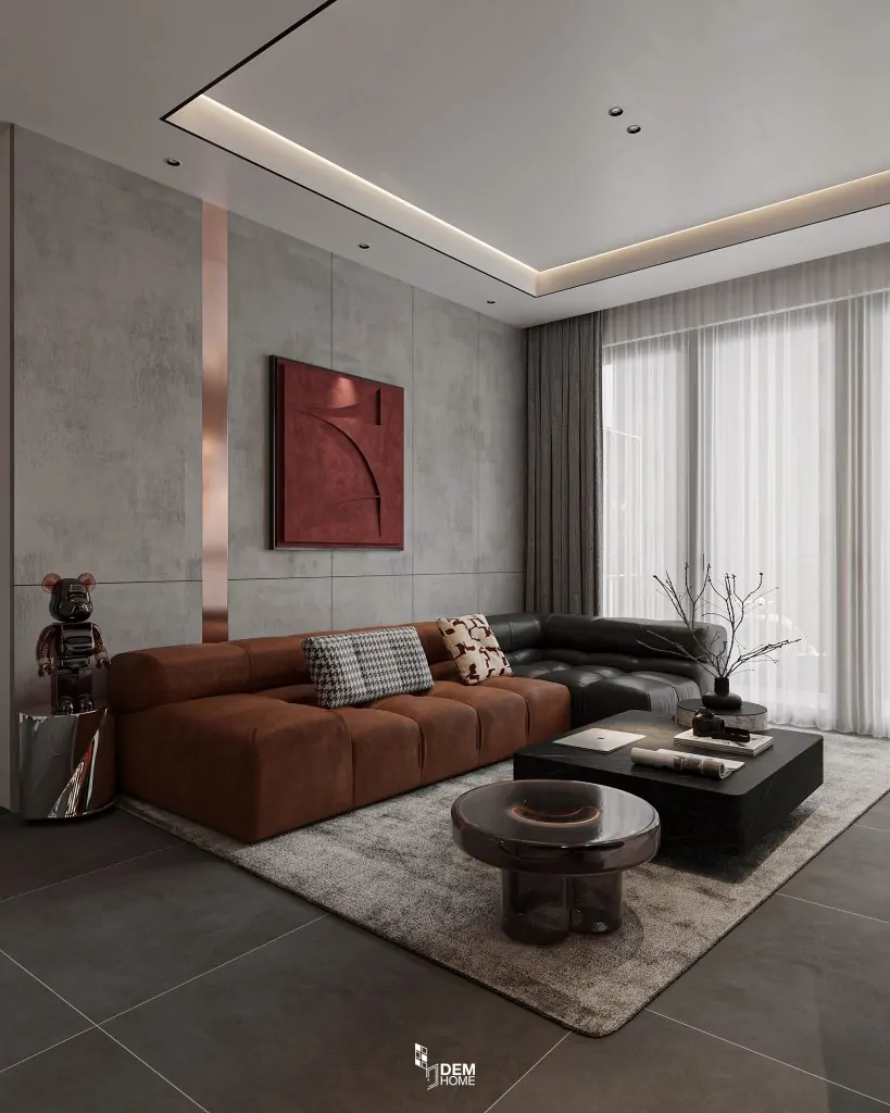 Thiết kế căn hộ Him Lam 103m2 phòng khách