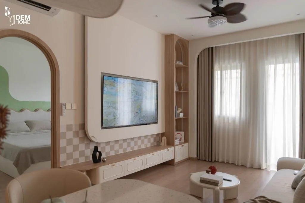 Thi công phòng khách chung cư Phạm Văn Đồng 70m2