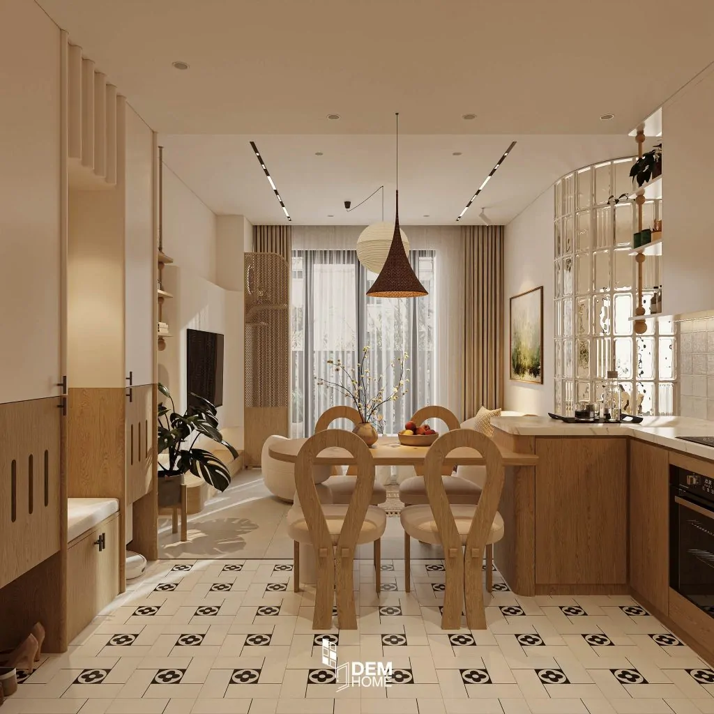Thiết Kế Căn Hộ Aurora Residences 76m2 phòng bếp