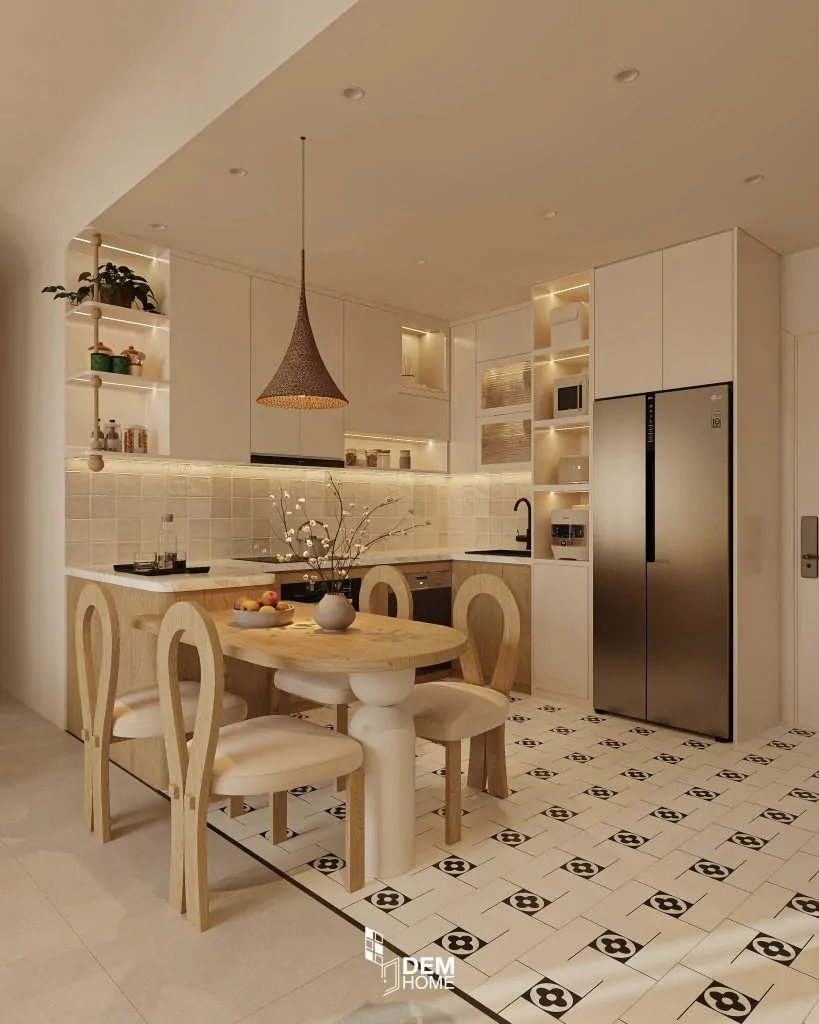 Thiết Kế Căn Hộ Aurora Residences 76m2 phòng bếp