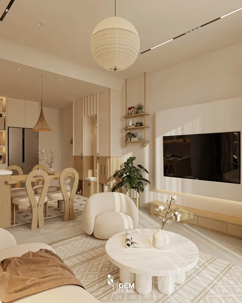 Thiết Kế Căn Hộ Aurora Residences 76m2 phòng khách