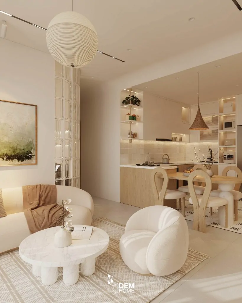 Thiết Kế Căn Hộ Aurora Residences 76m2 phòng khách