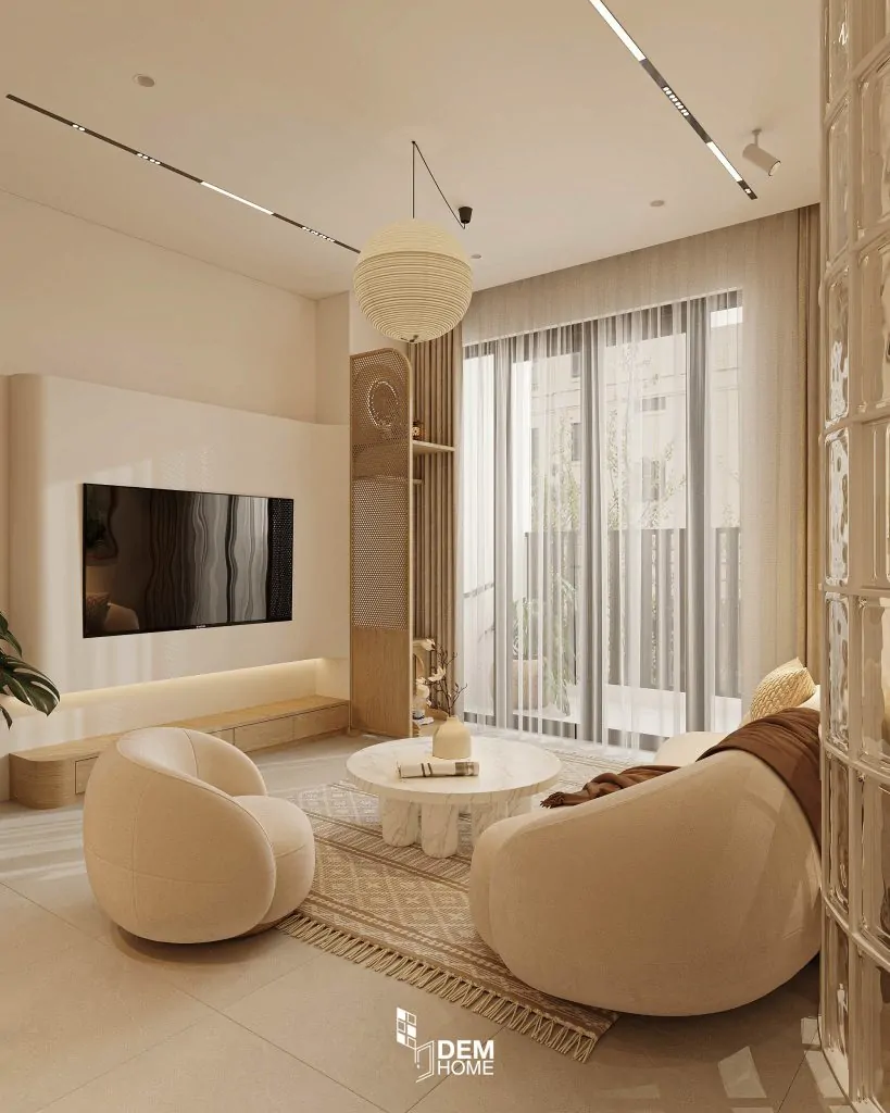 Thiết Kế Căn Hộ Aurora Residences 76m2 phòng khách