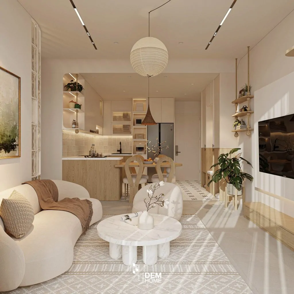 Thiết Kế Căn Hộ Aurora Residences 76m2 phòng khách