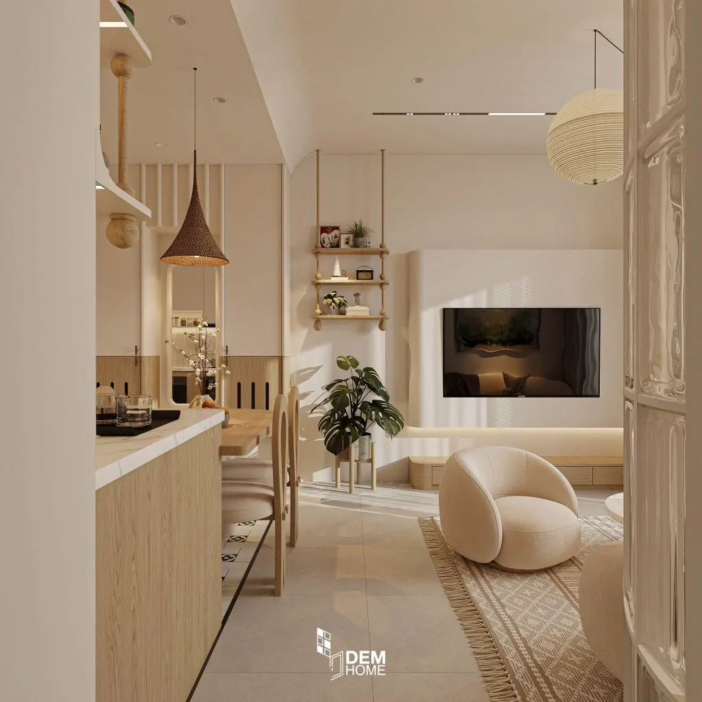 Thiết Kế Căn Hộ Aurora Residences 76m2 phòng khách