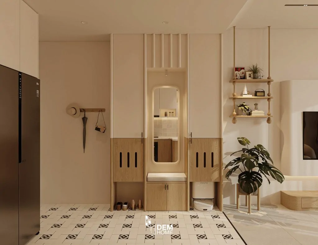 Thiết Kế Căn Hộ Aurora Residences 76m2 tủ giày