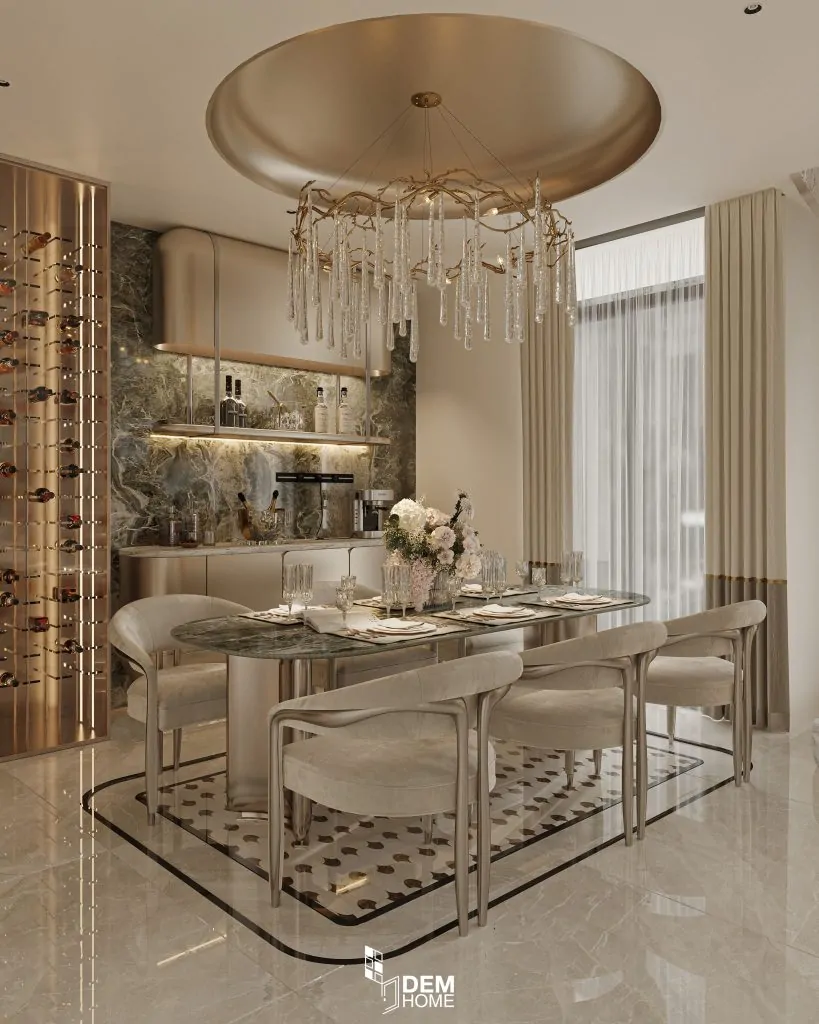 Thiết kế nội thất căn hộ Belleza 196m2 bàn ăn