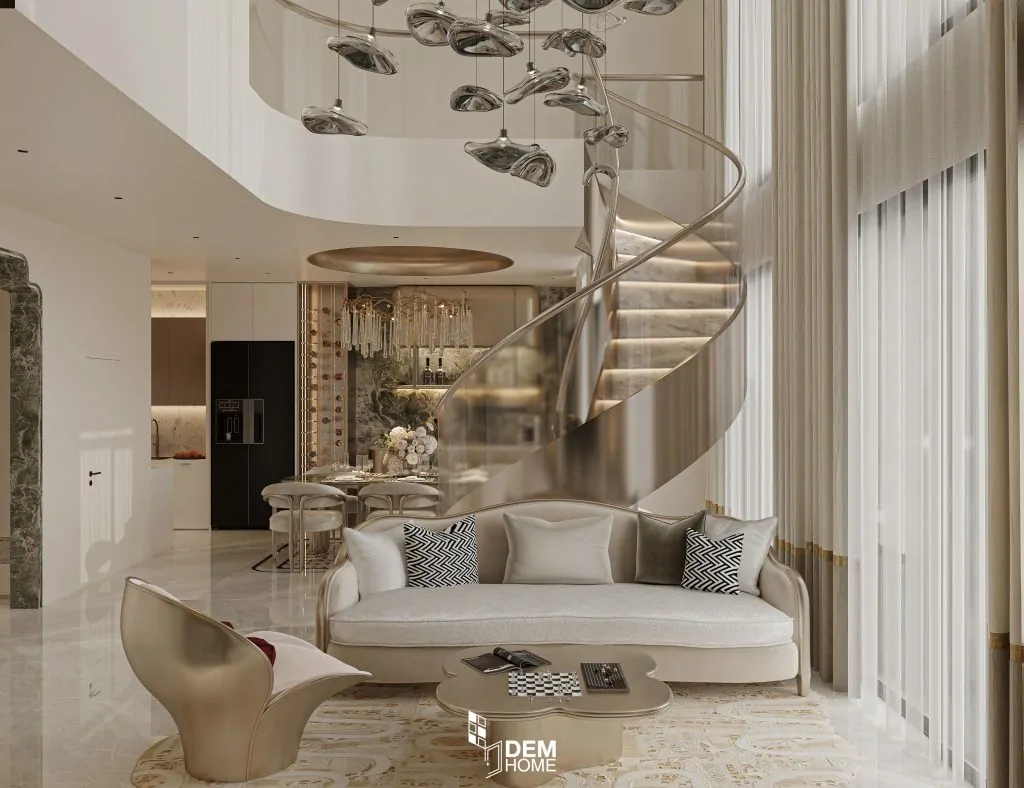 Thiết kế nội thất căn hộ Belleza 196m2 phòng khách