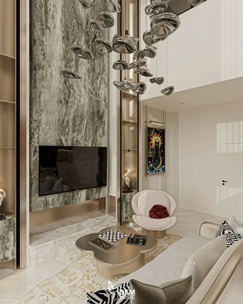 Thiết kế nội thất căn hộ Belleza 196m2 phòng khách