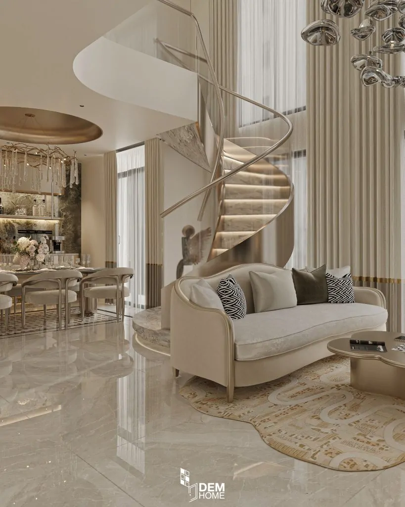 Thiết kế nội thất căn hộ Belleza 196m2 phòng khách