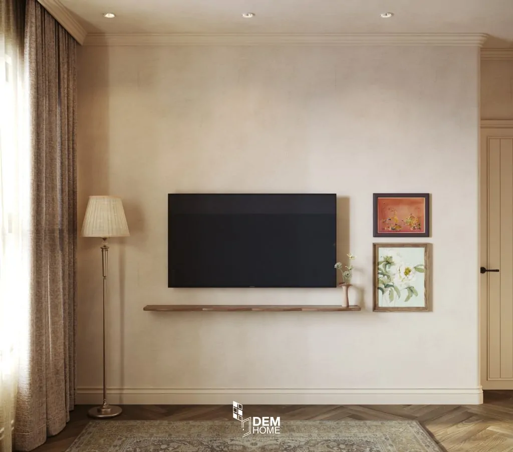 Thiết kế nội thất Celesta Rise 80m2 tivi phòng ngủ