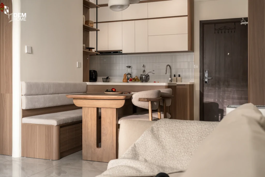 Thi công nội thất The Privia Khang Điền 64m2 bàn ăn phòng bếp