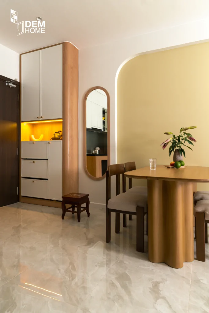 hi công căn hộ The Privia Khang Điền 65m2 gương soi toàn thân và tủ lưu trữ