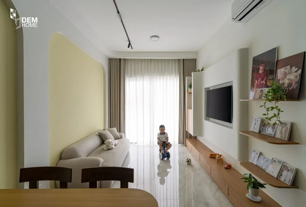 Thi công căn hộ The Privia Khang Điền 65m2 phòng khách