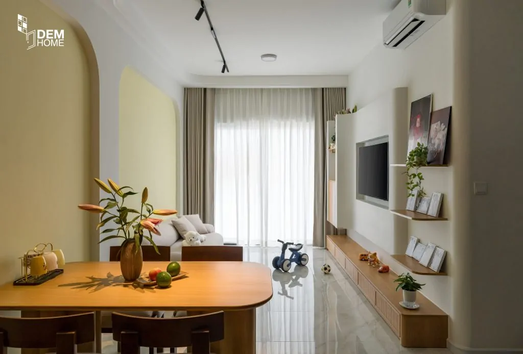 Thi công căn hộ The Privia Khang Điền 65m2 phòng khách