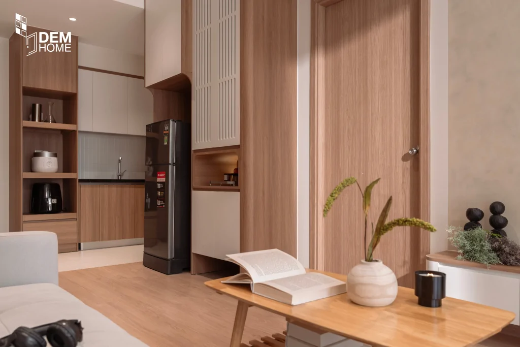 Thi công nội thất căn hộ Westgate 69m2 phòng khách bếp