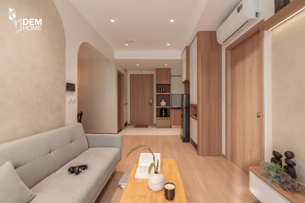 Thi công nội thất căn hộ Westgate 69m2 phòng khách bếp