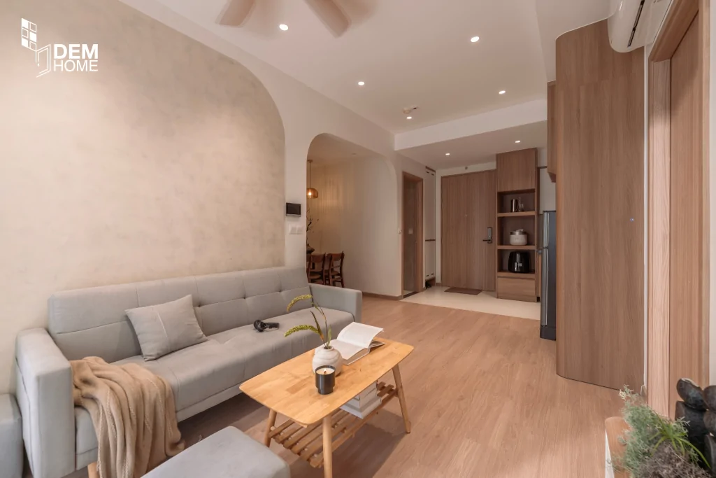 Thi công nội thất căn hộ Westgate 69m2 phòng khách bếp