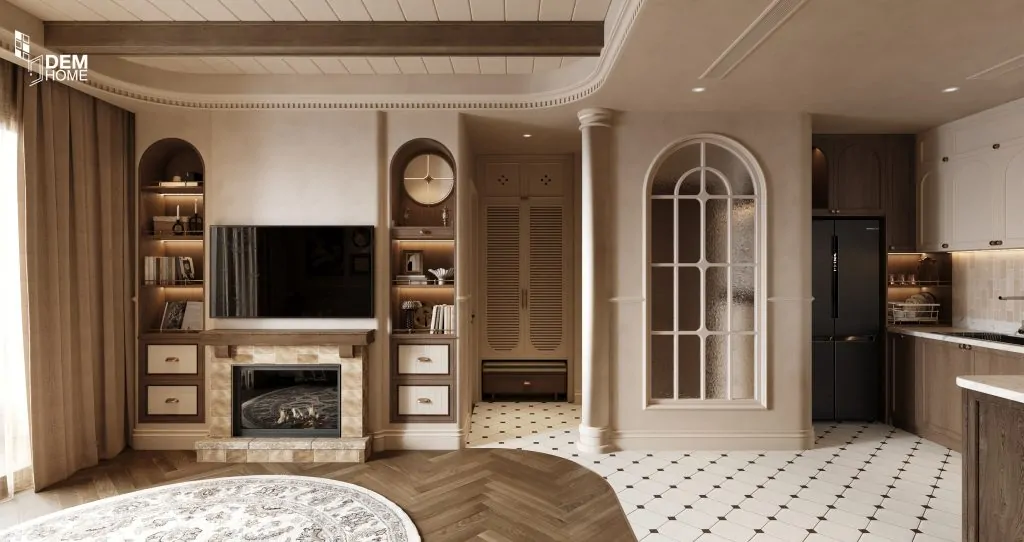 Thiết kế căn hộ celesta rise 105m2 phòng khách bếp