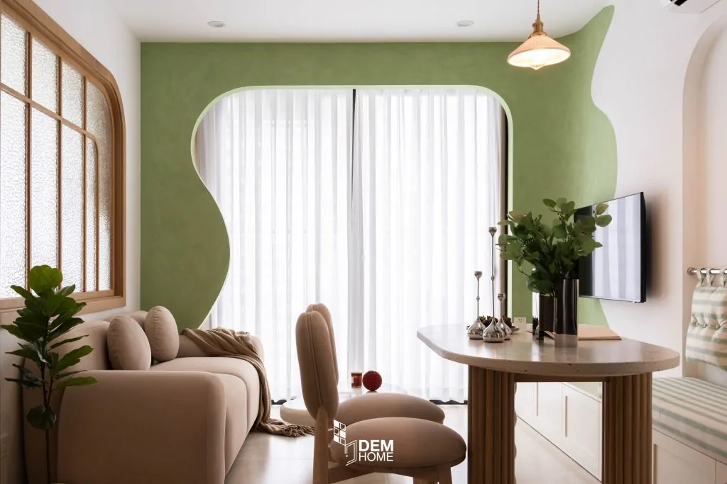 Nội thất phòng khách bếp căn hộ Vinhome Grand Park 47m2