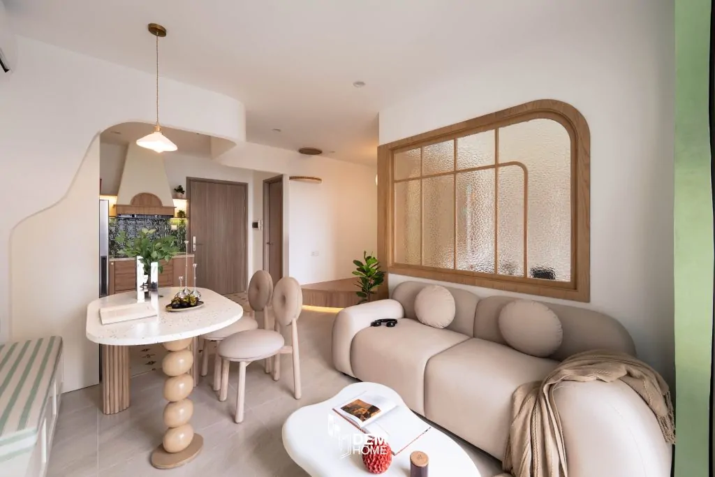 Nội thất phòng khách bếp căn hộ Vinhome Grand Park 47m2