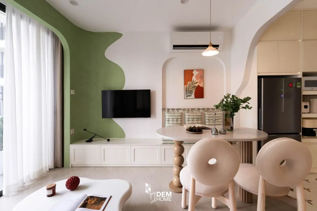 Nội thất phòng khách bếp căn hộ Vinhome Grand Park 47m2