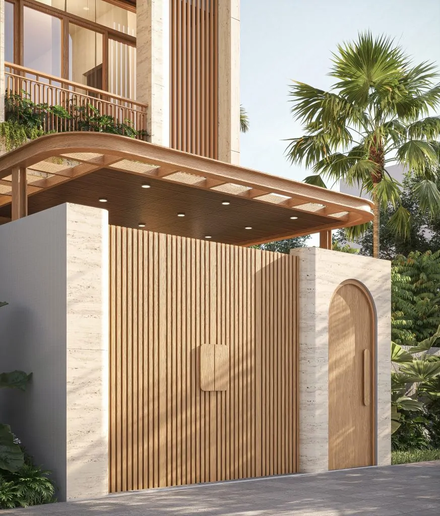 Thiết kế cổng nhà phố 3 tầng 100m2